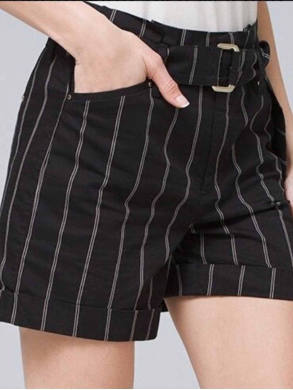 White House Black Market | Shorts Black White Striped Paperbag 5" Shorts Size 2